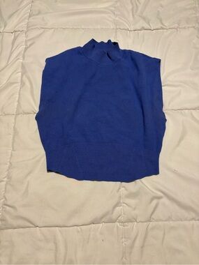 Pilcro Royal Blue Sleeveless Mock Neck cropped Sweater Vest